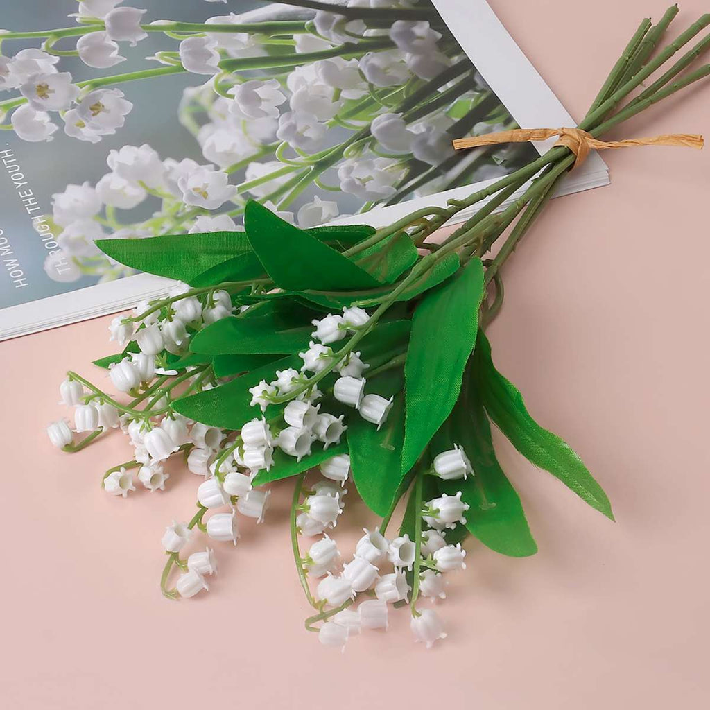 6Pcs/Bundle White Lily of the Valley Fake Plants Artificial Flower Home Decor