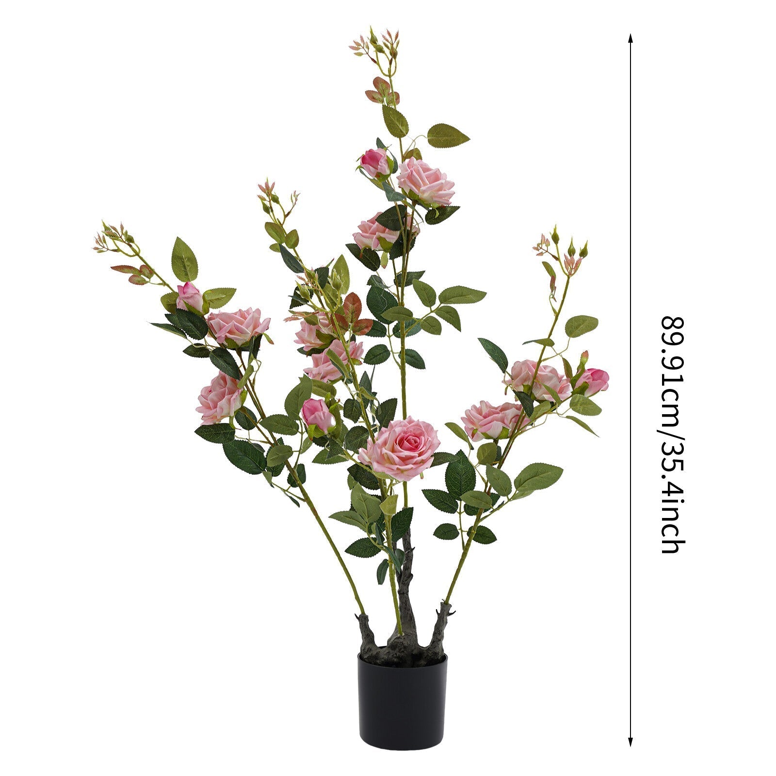 2 Pieces Artificial Rose Tree, Fake Flowers Tree, Artificial Flower Plant