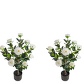31“ Artificial Yellow Camellia Tree (set Of 2)