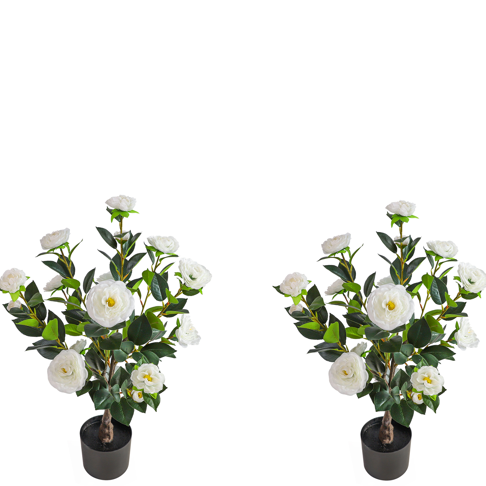31“ Artificial Yellow Camellia Tree (set Of 2)